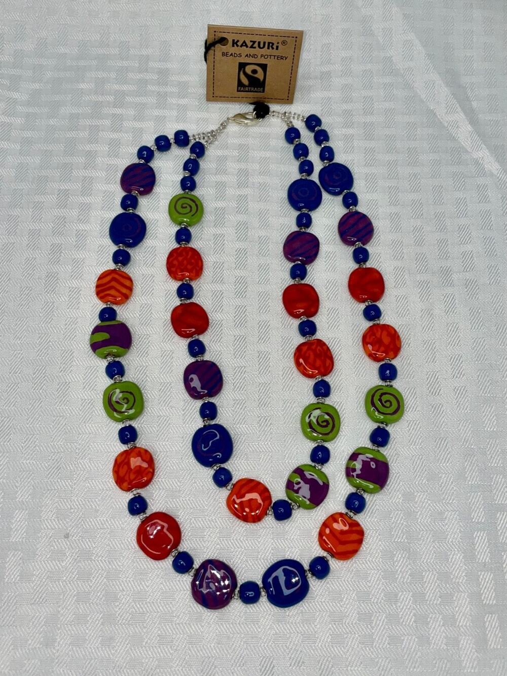 Kazuri Kenya Hand Crafted "Summer Day" Fair Trade Beaded Statement Necklace 25'